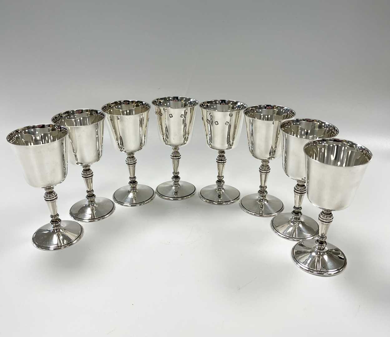 A set of 8 Elizabeth II silver goblets, - Image 2 of 4