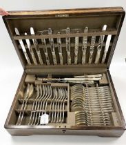 A 53-piece set of Elizabeth II silver cutlery and flatware,