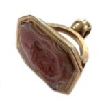 A fob seal with engraved banded agate,