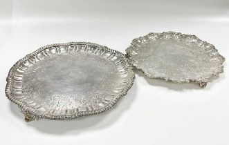 Edinburgh - A Victorian silver salver together with an Old Sheffield Plate example,