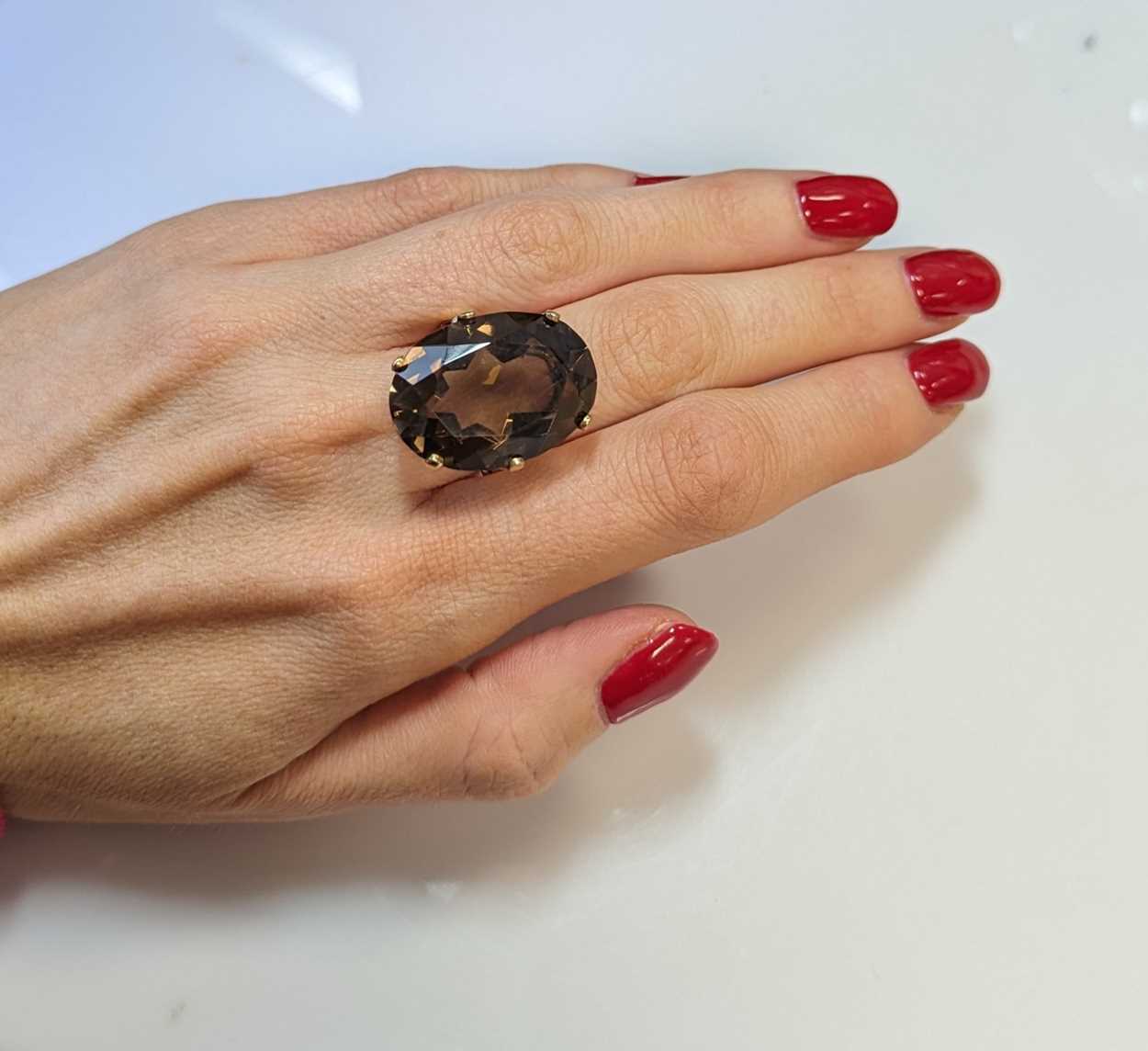 A smoky quartz dress ring, - Image 4 of 4
