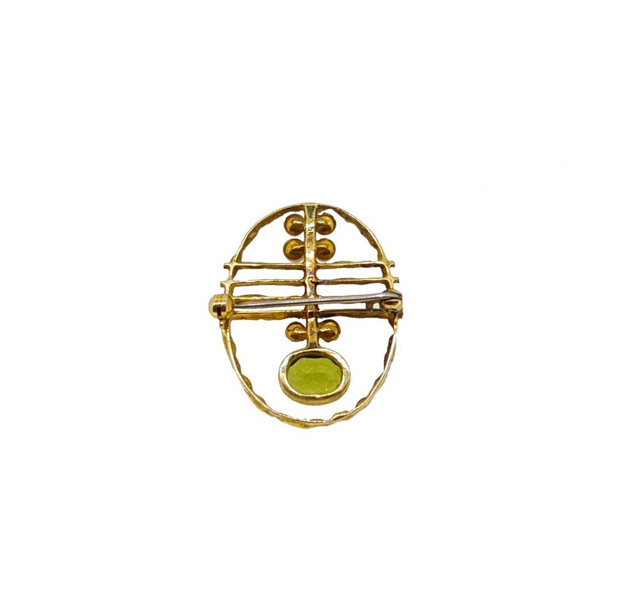 A peridot and pearl brooch, - Image 2 of 2