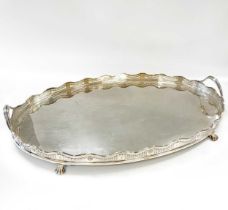 A George V silver gallery tray,