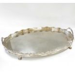 A George V silver gallery tray,