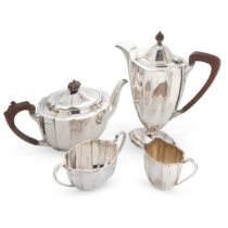 Edinburgh - A George VI silver 3-piece tea set with one addition,
