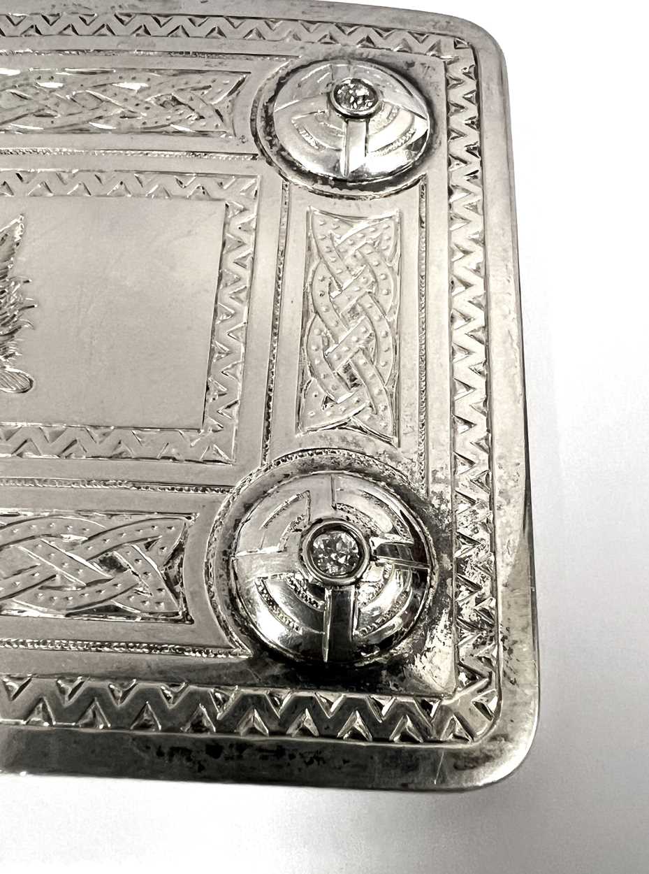 A 20th century silver and diamond set Highlander's dress belt buckle and a silver kilt pin, - Image 5 of 14