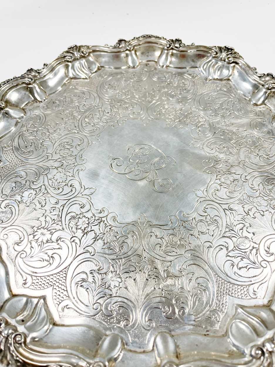 Edinburgh - A Victorian silver salver together with an Old Sheffield Plate example, - Image 5 of 6