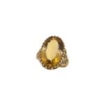 A late 20th century 9ct gold citrine dress ring,