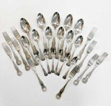 Perth - A 21-piece harlequin set of Victorian silver flatware, with 6 earlier additions,