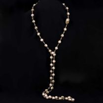 Charles de Temple - A late 20th century cultured pearl and diamond 'Wrapped' necklace,