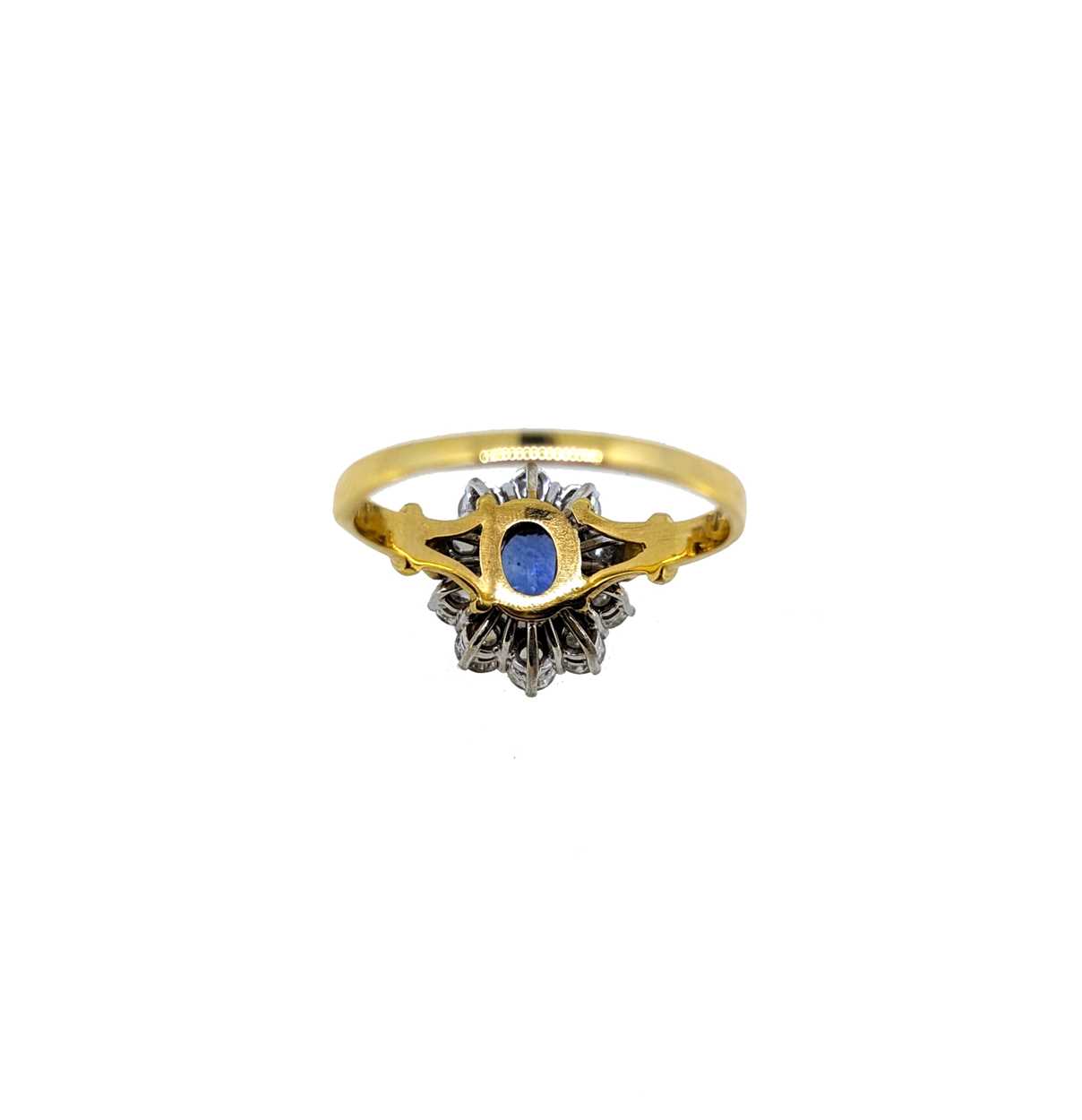 An 18ct gold sapphire and diamond ring, - Image 3 of 4