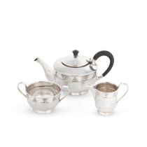 A George V silver Arts & Crafts style 3-piece tea set,