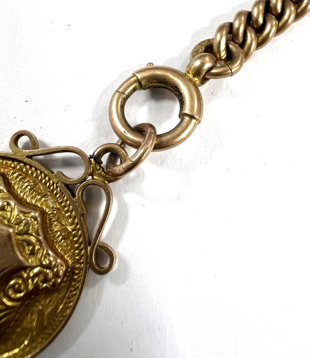 An early 20th century 9ct gold 'Albert' watch chain with attachment, - Image 9 of 9