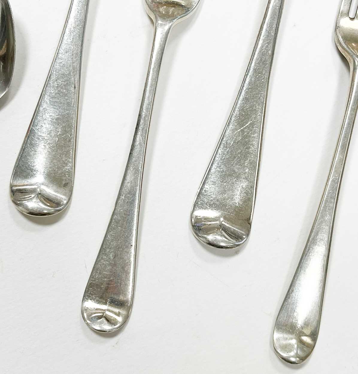 A 24-piece set of George III 18th century silver flatware with 44 later additions, - Image 4 of 9