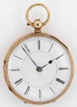 Unsigned - A Victorian 18ct gold open faced pocket watch,