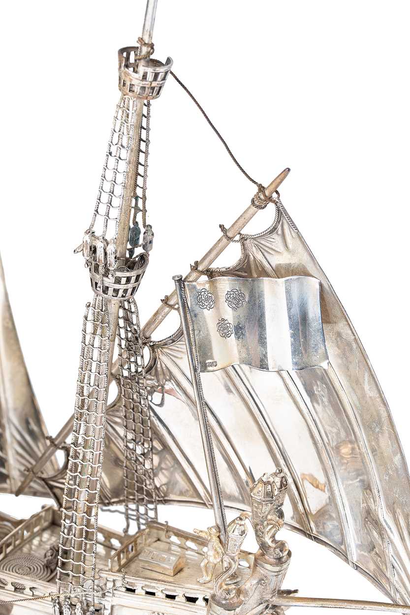 A George V silver model of a sailing ship, - Image 5 of 17