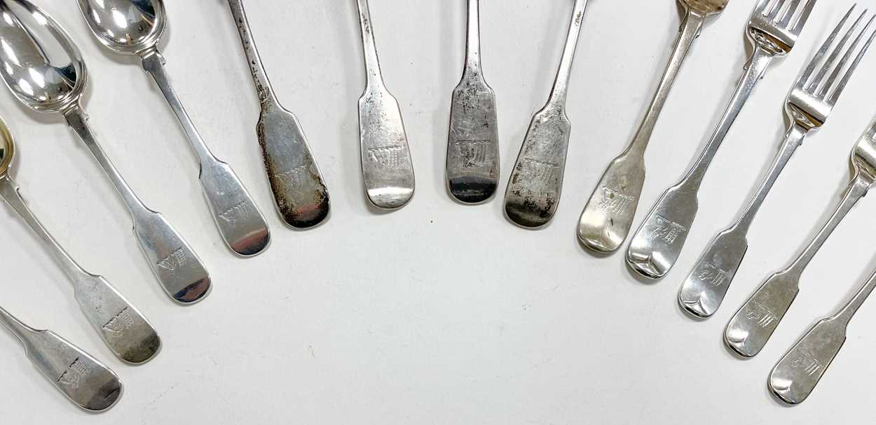 Newcastle - An 11-piece set of 19th century silver flatware with 2 additions, - Image 2 of 4