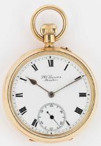 J.W. Benson, London - An 18ct gold open faced pocket watch,