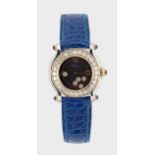 Chopard - A steel and gold coloured diamond set 'Happy Sport' wristwatch,