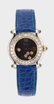 Chopard - A steel and gold coloured diamond set 'Happy Sport' wristwatch,