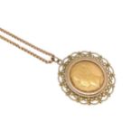 A full sovereign pendant and chain,