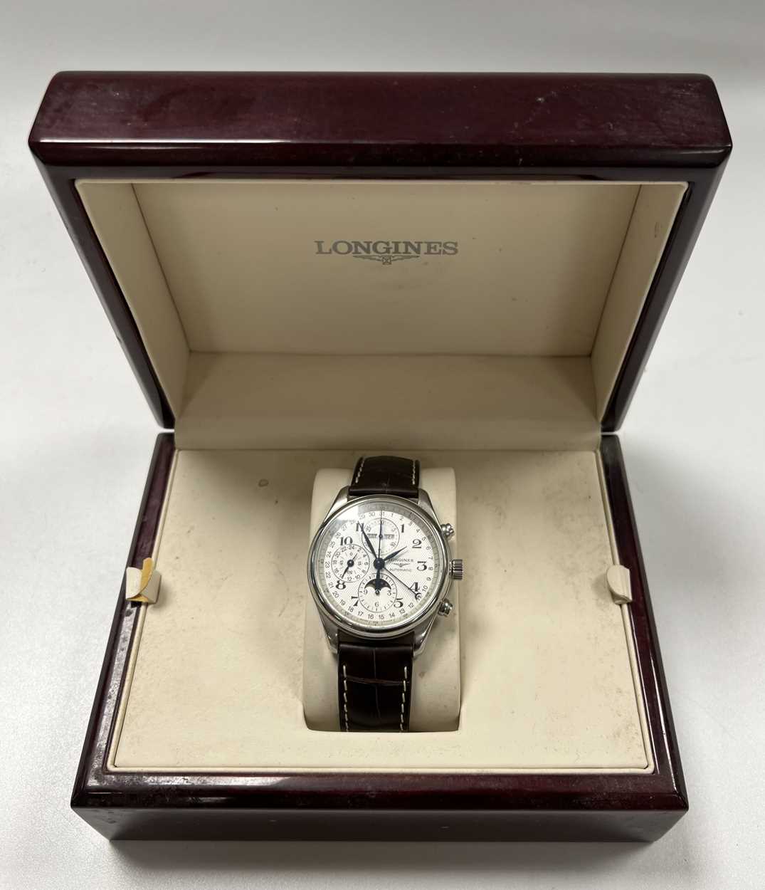 Longines - A steel 'Master Collection' triple calendar with chronograph and moonphase wristwatch, - Bild 11 aus 12