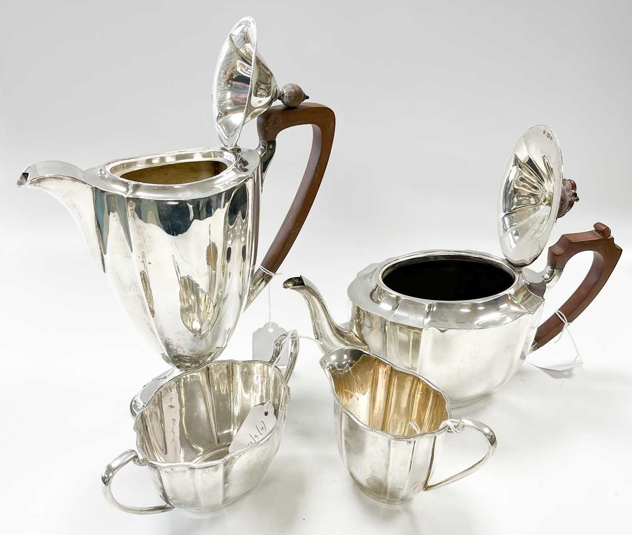 Edinburgh - A George VI silver 3-piece tea set with one addition, - Image 3 of 8