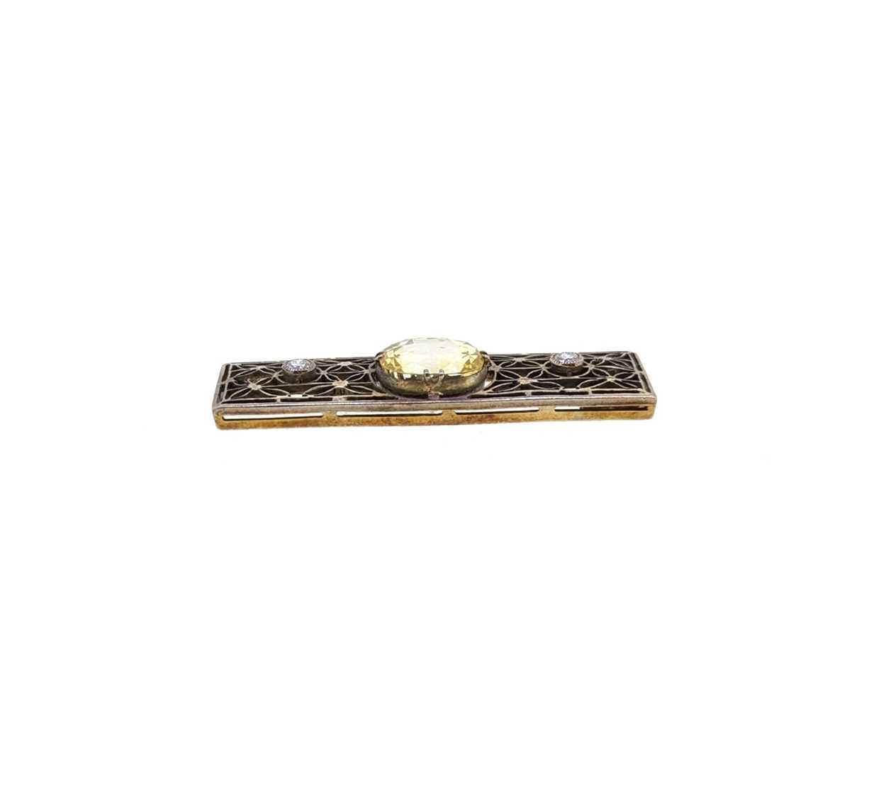 An early 20th century yellow sapphire and diamond set brooch, - Image 2 of 4