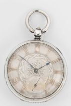 Unsigned - A Victorian silver open faced pocket watch,