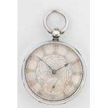 Unsigned - A Victorian silver open faced pocket watch,