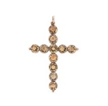 A Victorian topaz cross pendant,