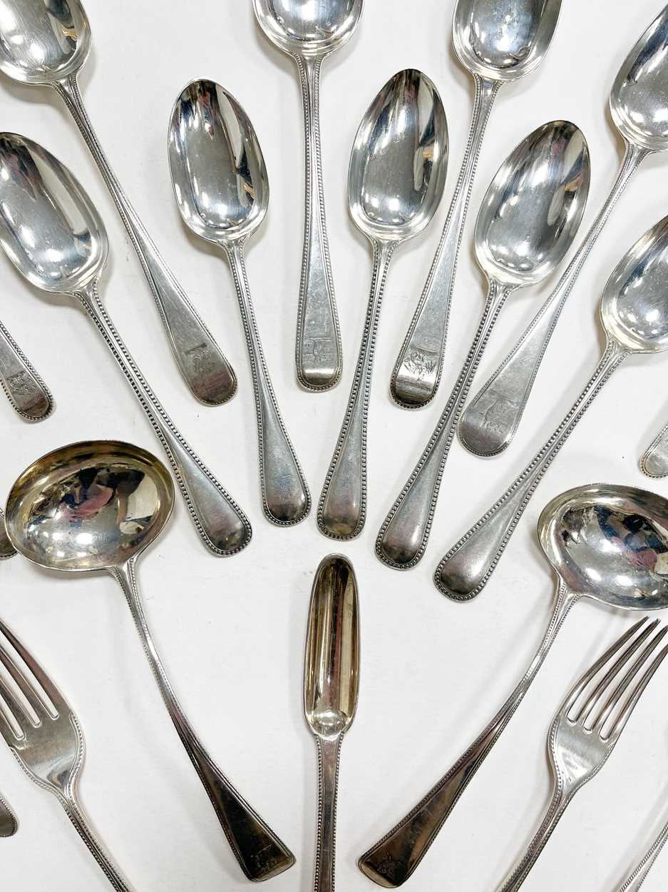 An 48-piece harlequin set of George III 18th century and later silver flatware, - Image 2 of 5