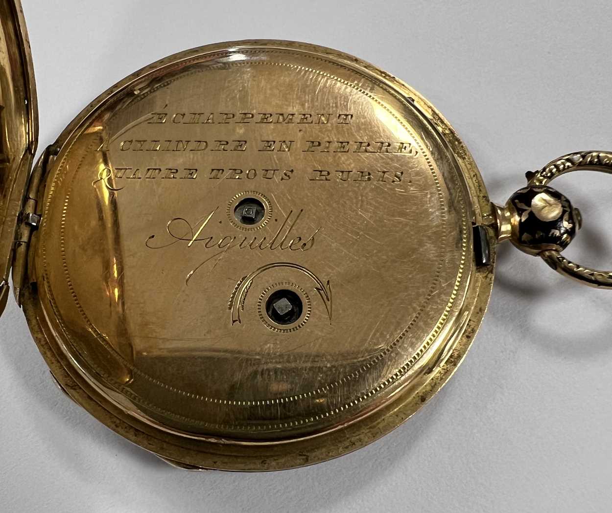 Unsigned - An early 19th century French metalwares 18ct gold slim cased open faced pocket watch, - Image 6 of 17