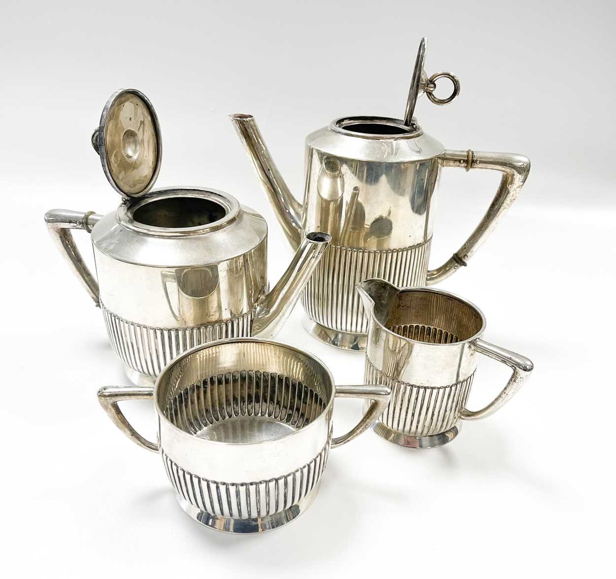 An early 20th century German metalwares silver 4-piece tea and coffee set, - Image 2 of 5