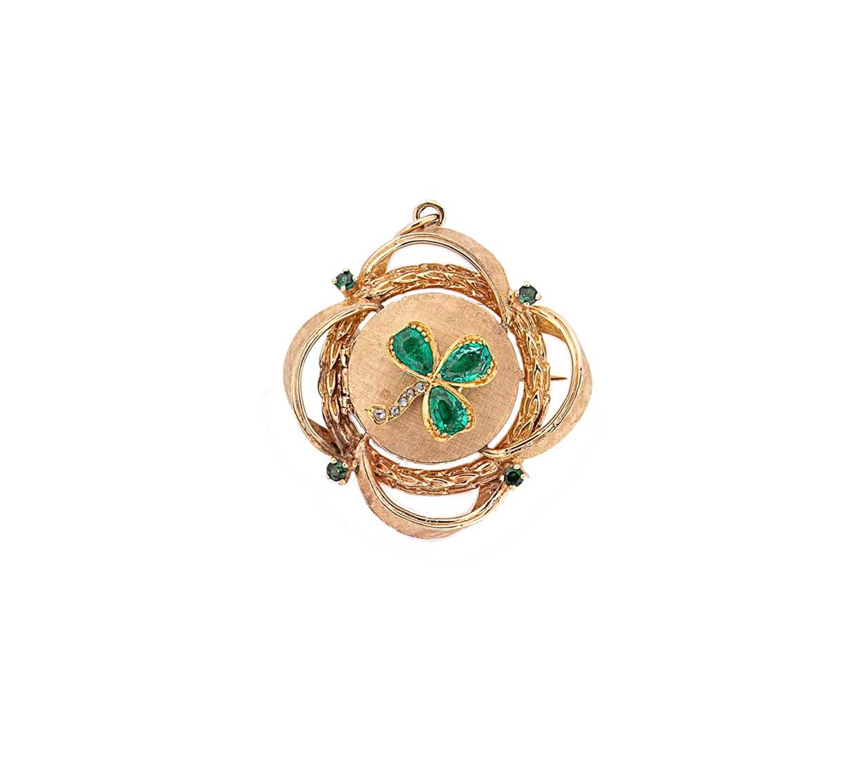 A gemset shamrock locket/brooch,