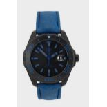 Tag Heuer - A titanium black PVD 'Aquaracer Blue' wristwatch,