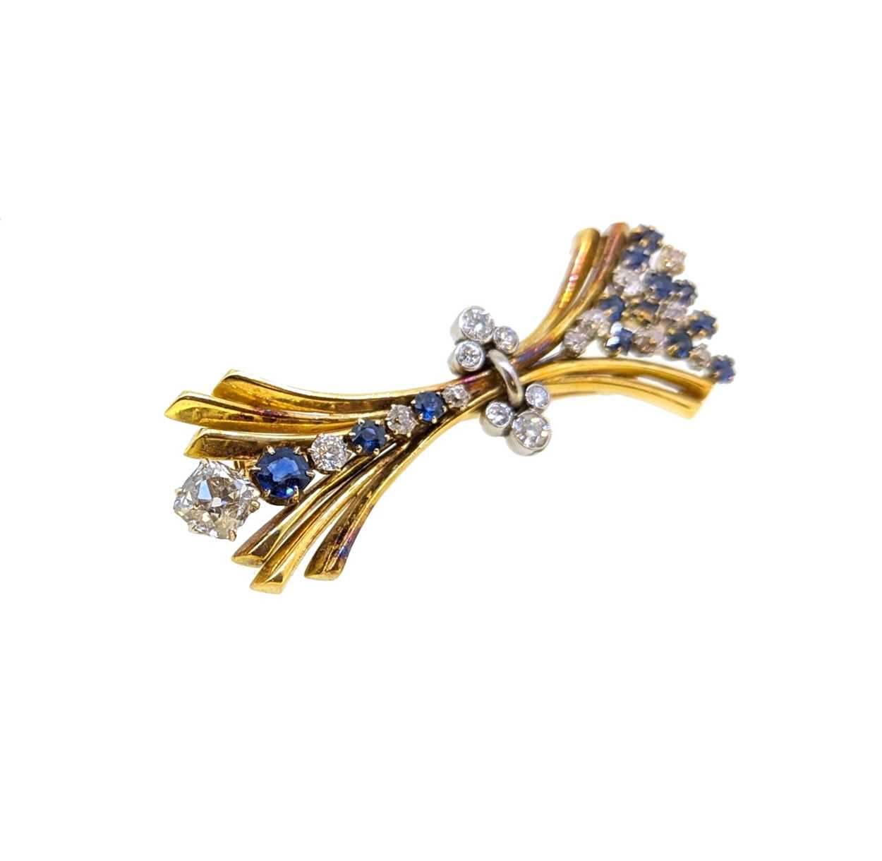 An 18ct gold diamond and sapphire brooch, - Image 2 of 3