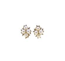 A pair of pearl and diamond ear studs,