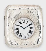 Unsigned - A Swiss silver Goliath open faced pocket watch with a silver travelling case,