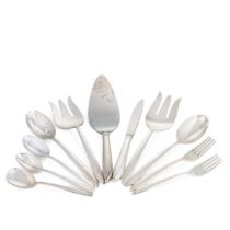 A 67-piece set of mid 20th century American metalwares silver cutlery and flatware,