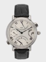 Maurice Lacroix - A steel 'Masterpiece Double Retrograde GMT' wristwatch,