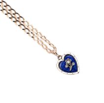 A diamond and enamel heart locket and modern chain,