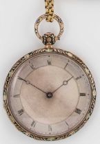 Unsigned - An early 19th century French metalwares 18ct gold slim cased open faced pocket watch,