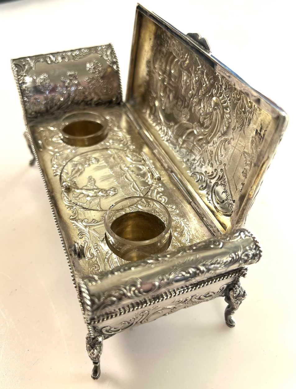 An early 20th century German metalwares silver novelty double inkwell, - Image 5 of 9