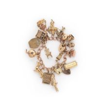A late 20th century 9ct gold charm bracelet,