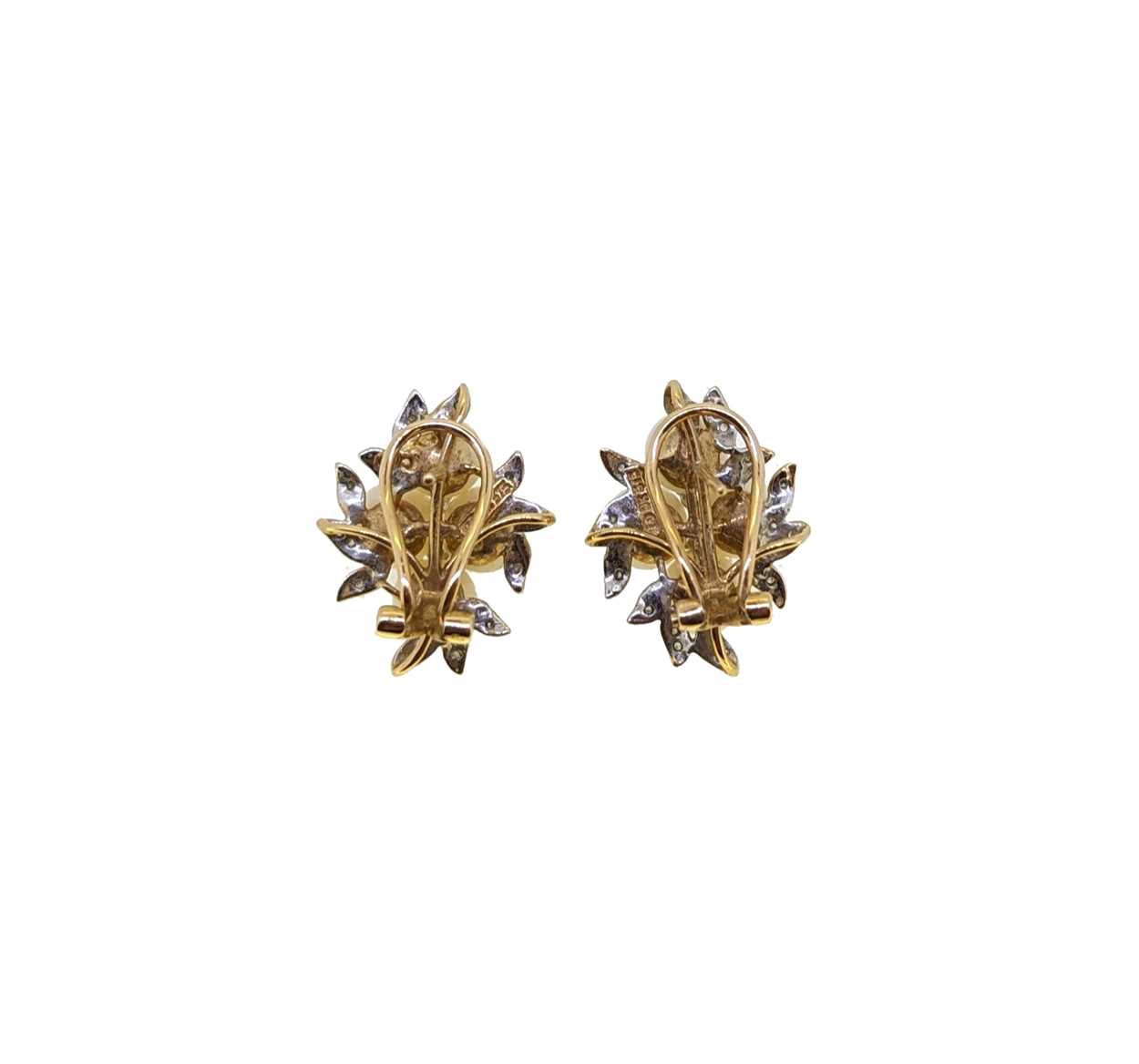 A pair of pearl and diamond ear studs, - Image 2 of 2