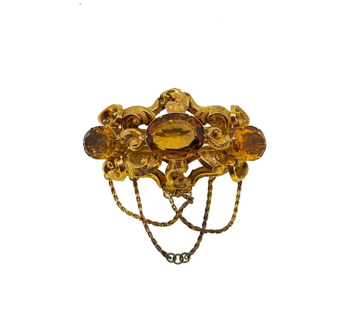 A Victorian two piece citrine brooch, - Image 3 of 6