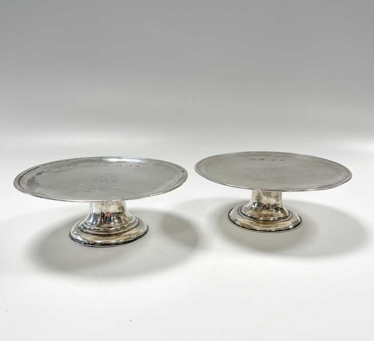 A pair of George I silver patens, - Image 2 of 5