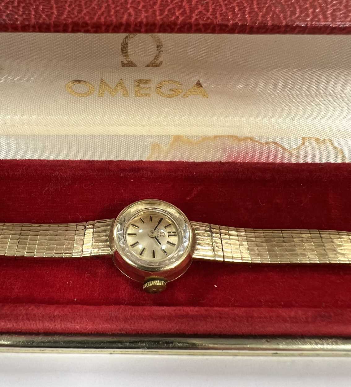 Omega - A 9ct gold wristwatch, - Image 9 of 11