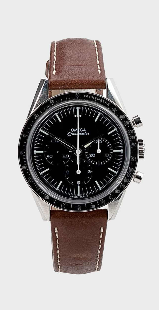 Omega – A steel numbered edition ‘Speedmaster Space' chronograph wristwatch,